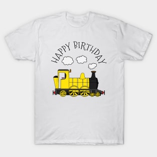 Steam Train Happy Birthday Rail Enthusiast (Yellow) T-Shirt